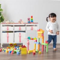 Caja de Juguetes para Niños Cómoda de 6 Cajones Material de Poliéster Blanco y Rosa - details 3