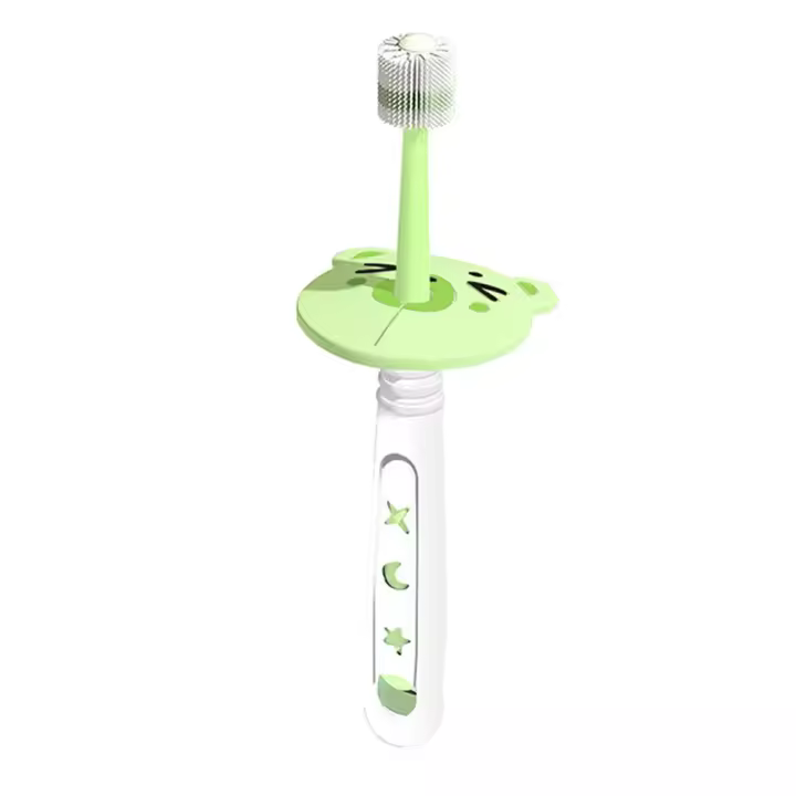 Mango de Nano cerdas para niños, cepillos de dientes de entrenamiento de bebé, cepillo de dientes de silicona de 360 grados, cuidado bucal - 1