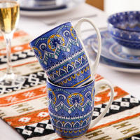VANCASSO 16 piezas vajilla de porcelana azul con estampado de Mandala Para 4 Personas - details 10