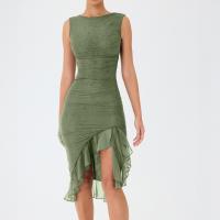 Vestido Maxi Mujer Elegante Verano Sin Mangas Cintura Ajustada Slim Espalda Descubierta Volantes Irregular Fiesta Calle Moda Polyester - details 0