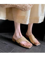 Sandalias Platas Retro Francesas con Punta Tejida Zapatillas de Moda para Mujeres 2025 - details 18