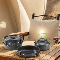 Utensilios de cocina de aleación de aluminio para cocinar al aire libre, juego de ollas y teteras portátiles, ligero para acampar y hacer Picnic - details 3