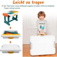 infantil con sillas para niños, juegos multiusos con espacio almacenamiento, doble cara, actividas multifuncional (con bloques de construcción) - details 6