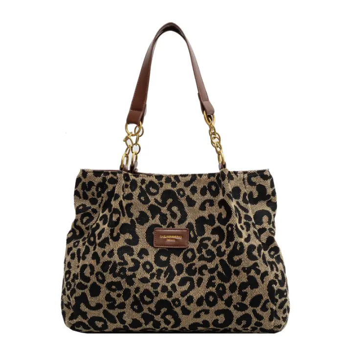 Bolso con estampado de leopardo para mujer, bandolera de hombro, bolsos de mano de gran capacidad de alta gama, moda - 1