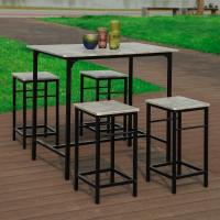Juego de Mesa Comedor Conjunto de Mesa Alta de Bar con 4 Taburetes y 1 Mesa Gris - details 6