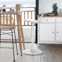 Juego de 2 taburetes de bar regulables en altura, color blanco, D 45 x H 103 cm - details 1
