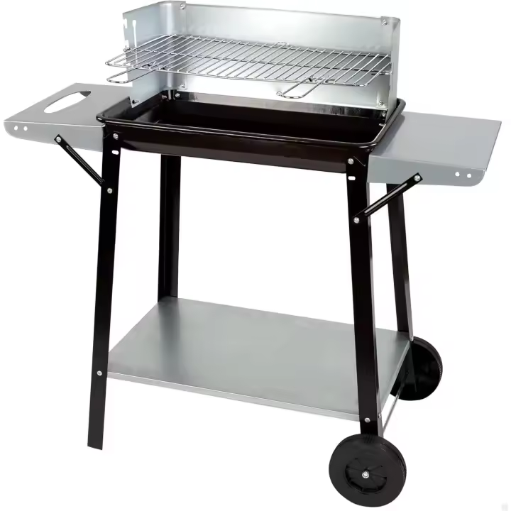 Barbacoa de Carbón y Maderal 90x32x85 cm con Control de Temperatura Mangas Extraíbles, 4 Alturas Regulables, 2 Ruedas y Asa de Transporte Montaje Rápido - 1