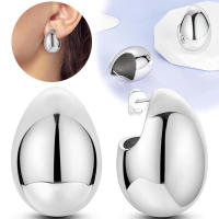 Pendientes de aro de plata en forma de huevo para mujer, pendientes, regalos de joyería - details 1