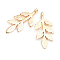 Colgantes de hojas de árbol de latón de Color dorado de 18K, accesorios para collar y pendientes, joyería Diy de alta calidad - details 26