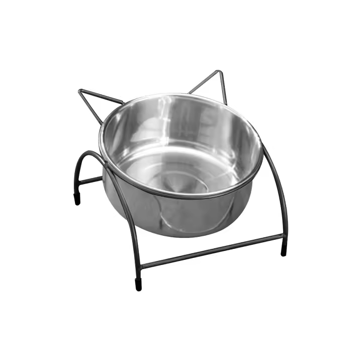 Cuenco elevado para gatos, cuenco elevado para comida para gatos, comedero para mascotas, cuenco elevado para perros para cachorros, 12cm, negro, 1 cuenco - 1
