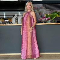Elegante Vestido Largo para Mujer Correas y Cuello Cuadrado Sin Espalda, Color Contraste - details 8