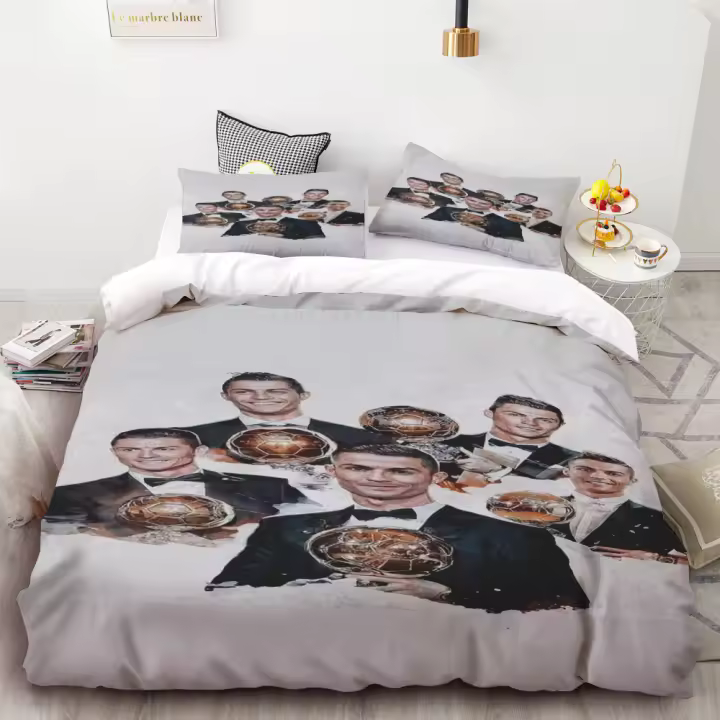 Juego de Ropa de Cama de Fútbol Estrella CR7 Funda de Edredón, Funda de Almohada, Tamaño Twin, Moda para Hombres y Mujeres - 1