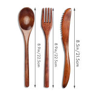 Juego de cubiertos de madera para cocina, Set de Cubiertos de 15 piezas, cuchara, tenedor, cuchillo - details 2