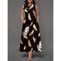 Women's Boho Long Dress Elegant Sleeveless Floral Print Casual Beach Party Summer Dress - details 2