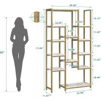 Estantería Dorada de 6 Niveles Moderna de 71 Pulgadas con 12 Estantes Almacenamiento de Mármol Sintético para Sala de Estar, Dormitorio - details 0