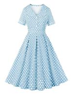 Vestido Largo de Verano con Estampado de Puntos Cuerda Alta, Cuello Dobladillo, Botones de Front - details 1