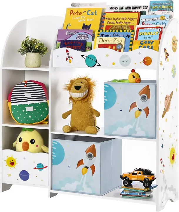 Estantería de Juguetes Libro de Cuentos para Niños Armario para Dormitorio con 2 Cajas - 1