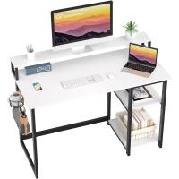 Escritorio de Ordenador con Soporte de Monitor Escritorio de Oficina con Estantes de Almacenamiento Ajustables Pequeño Escritorio Reversible para el Estudio Beige - details 9