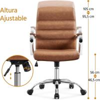 Silla Giratoria de Oficina Sillón de Trabajo con Respaldo Tapizado Asiento Sintético Altura Ajustable Negro - details 49
