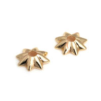 50 Uds. De cuentas redondas de latón de Color dorado de 18K, tapas de hojas de árbol y flores, suministros para hacer cuentas de joyería, accesorios Diy - details 3
