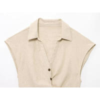 BUNO-2025 nuevo conjunto de falda para mujer, Tops elegantes sin mangas con cuello en V, faldas por debajo de la rodilla con abertura, moda informal, trajes ajustados lisos para mujer - details 6