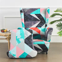 Funda para silla con respaldo alto y estampado elástico, funda para sillón con ala de un solo asiento, forma de 2 piezas - details 33