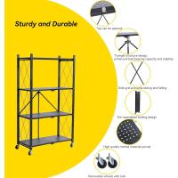 Estantería Plegable de Metal Negro 4 Niveles Carga Pesada Ideal para Cocina, Oficina, Garaje - details 3