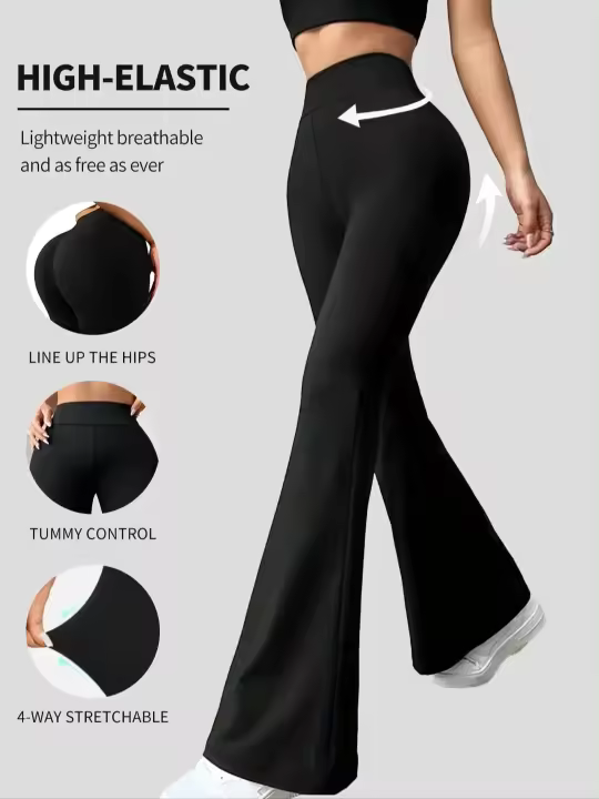 Legging de Cintura Alta Pantalones de Campana con Control de Barriga Estilo Atlético para Mujeres - 1