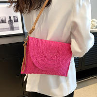 Bolso cruzado de hombro tejido de paja para mujer, bolso de mano de playa, bolsos de sobre hechos a mano informales de verano - details 8