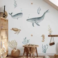 Pegatinas de Pared de Vida Marina de Dibujos Animados Coral de Ballena Tortuga - details 1