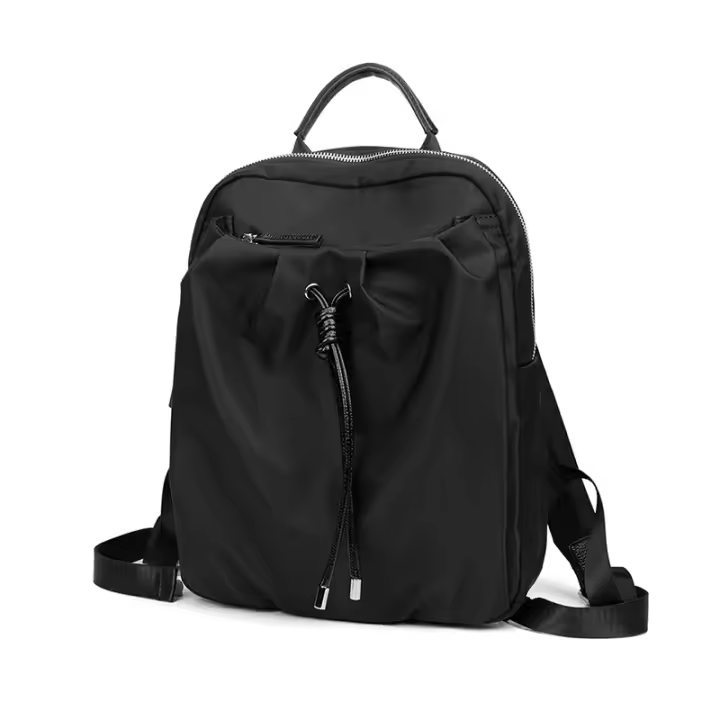 Bolso para mujer Mochila estética Diseño de moda Bolsos para niña Tela plisada Cordón Lindo Mochila fina Mochila escolar súper ligera plegable - 1