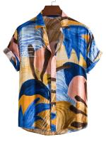Camisa hawaiana de manga corta para hombre, camisa informal de algodón con patrón de plantas tropicales, para vacaciones en la playa de verano - details 5