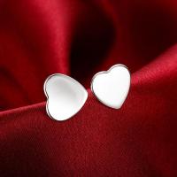 Pendientes de plata en forma de corazón, joyería fina, sencillos, accesorios para mujer - details 0