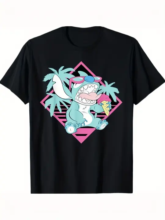 CAMISETA Lilo & Stitch Helado Retro 90s Playera Camiseta, Negro - - 1