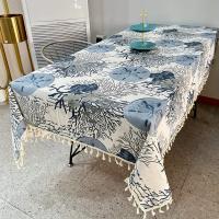 Mantel de poliéster con estampado floral de una sola cara - Cubierta cuadrada para mesa de cocina y comedor, tela duradera de fácil limpieza con bordes con flecos para uso en el hogar y restaurante, tema costero, textura suave, planificadores de eventos - details 5
