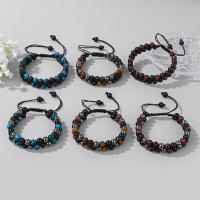 Pulsera de cuentas de ojo de tigre para hombre, pulsera de hematita de piedra Natural, pulseras con dijes de distancia de doble capa, joyería para el cuidado de la salud para hombre - details 9