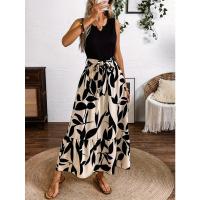Vestido A-Line De Pies Hasta La Rodilla Para Mujer Estilo Exótico De Playa Casual Con Estampado Floral Cuello Redondo Alta Cintura - details 1
