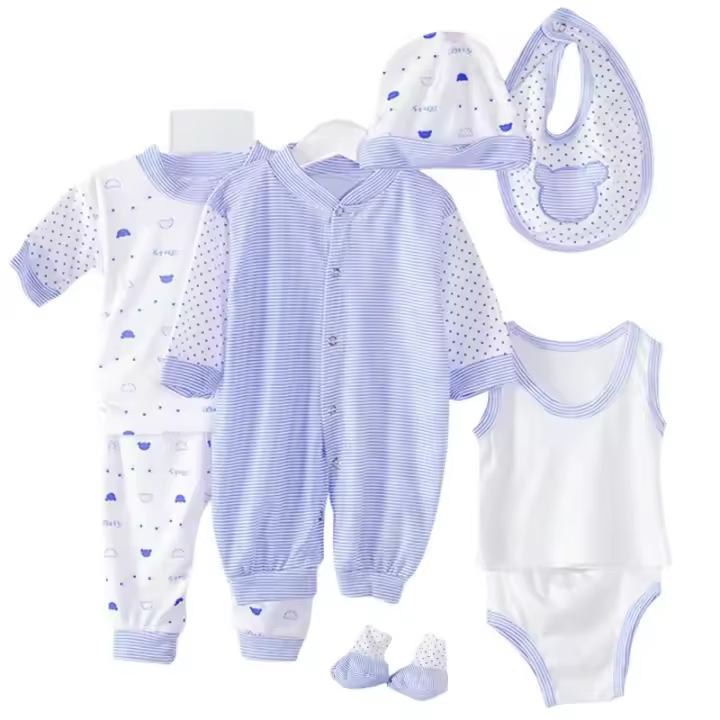 Conjunto de Ropa Suave de Algodón para Bebé Recién Nacido 8PCS Estilo Casual para Niño y Niña - 1