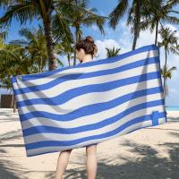 Toalla a rayas de secado rápido para playa de microfibra con bolsa portátil, toallas absorbentes finas y ligeras, deportes y viajes perfectos - details 8