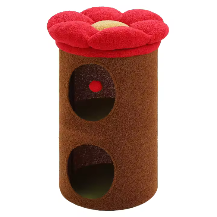 PAWZ Road Condominio para gatos de varios niveles para interiores, casa de dos pisos para gatos con condominios grandes y acogedores, torre de árbol para gatos con forma de flor, linda cama para gatitos, muebles para gatos - 1