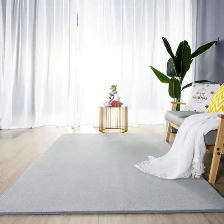 Alfombra de Terciopelo de Coral Gris Gruesa, Antideslizante, Ideal para Sofá de Estar, Dormitorio, Balcón - 1