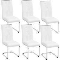 2PCS Sillas de Comedor Giratorias Sillas de Cocina con Respaldo Alto Patas Metálicas Diseño Moderno para Salón Oficina Dormitorio Blanco - details 23