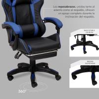 Gaming con Respaldo Ergonómico Inclinable y Altura Ajustable, Silla de Oficina con Soporte Lumbar, Acolchado y Reposapiés Extraíble, Negro, 58x66x114-124 cm - details 40