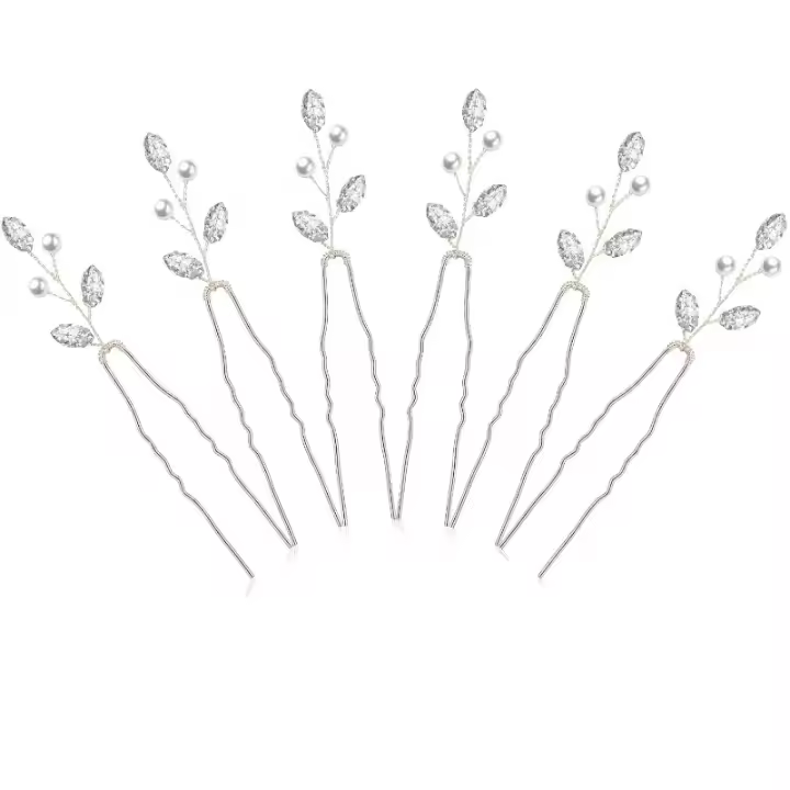 Accesorios de Cabello Vintage para Novias Horquillas de Perlas con Cristales - 1