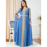 Vestido Abaya de Manga Súper Larga con Bordado para Mujeres de Dubái, Talla Grande - details 4