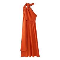 BUNO-Vestido de fiesta con cinta de raso y cuello Halter para mujer, vestidos elegantes sin espalda y con hombros descubiertos, batas lisas para primavera 2025 - details 17