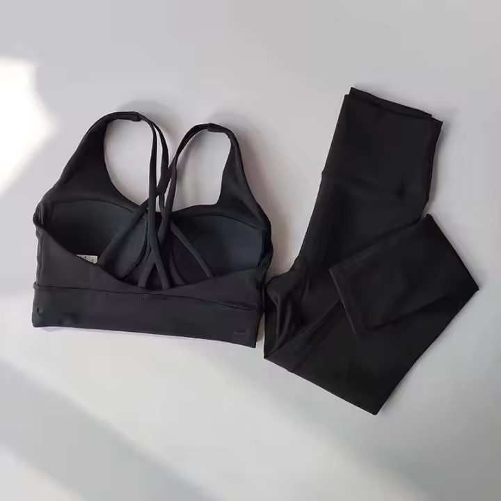 Conjunto Deportivo de Yoga Transpirable para Mujeres Top de Gym de Cintura Alta y Leggings - 1
