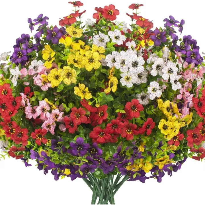 Flores Artificiales Resistentes a Rayos UV 20 Paquetes para Exteriores Arbustos Verdes - 1