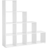 Librería con 10 Cubos, Estantería para Libros con Compartimentos Abiertos, Decoraciones, Fotos, Plantas, Salón, Dormitorio, Estudio, 29 x 129,5 x 129,5 cm, Marrón Rústico - details 24