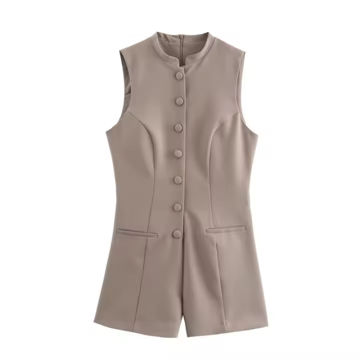 Moda de Otoño-Invierno para Mujer OUWU Blusas Elegantes sin Mangas con Cuello Redondo - 1